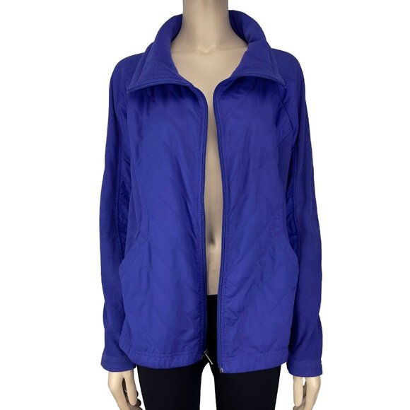 COLUMBIA VTG Spring Fleece Athletic Purple/blue Lilac Zip Up Jacket Coat Soft L - Picture 4 of 8